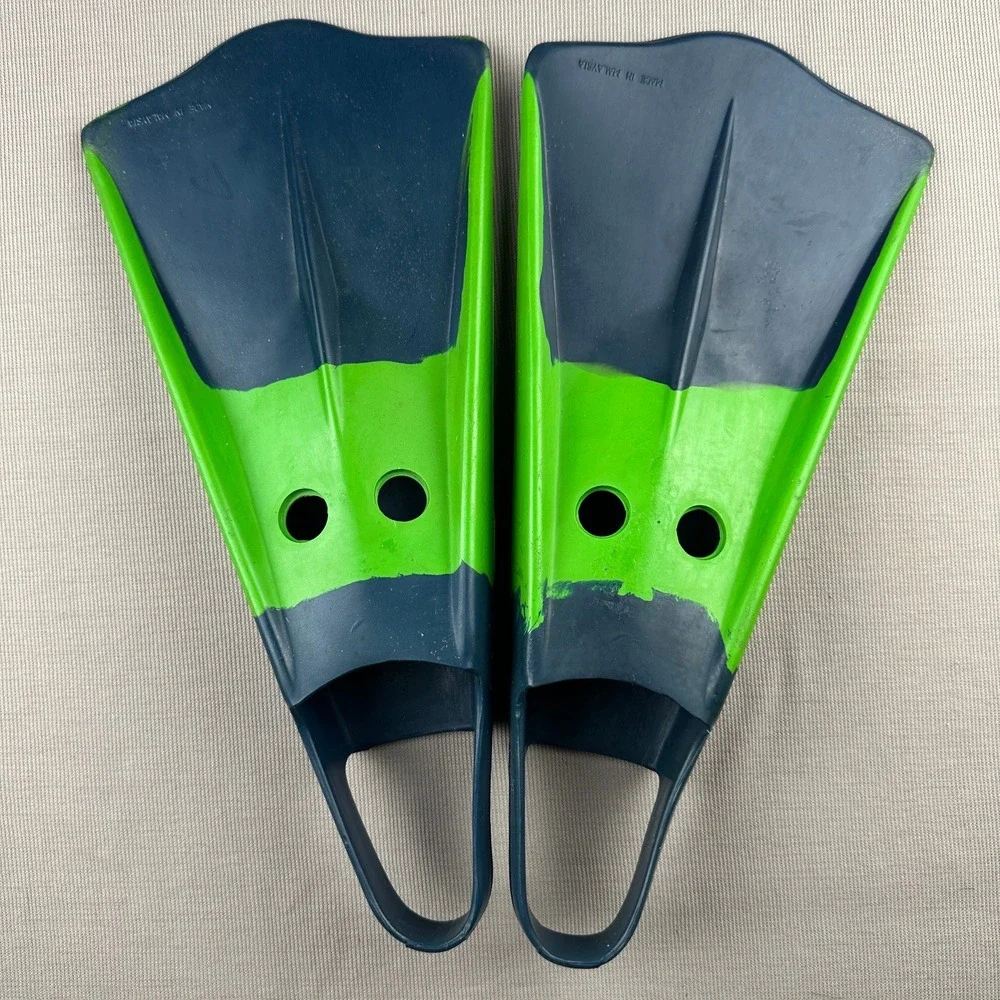 Voit Duck Feet Custom Model Swim Fins Navy Blue Lime Green XS 3-5 Rubber